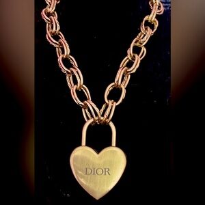 Chunky Gold Chain with Dior Heart Pendant